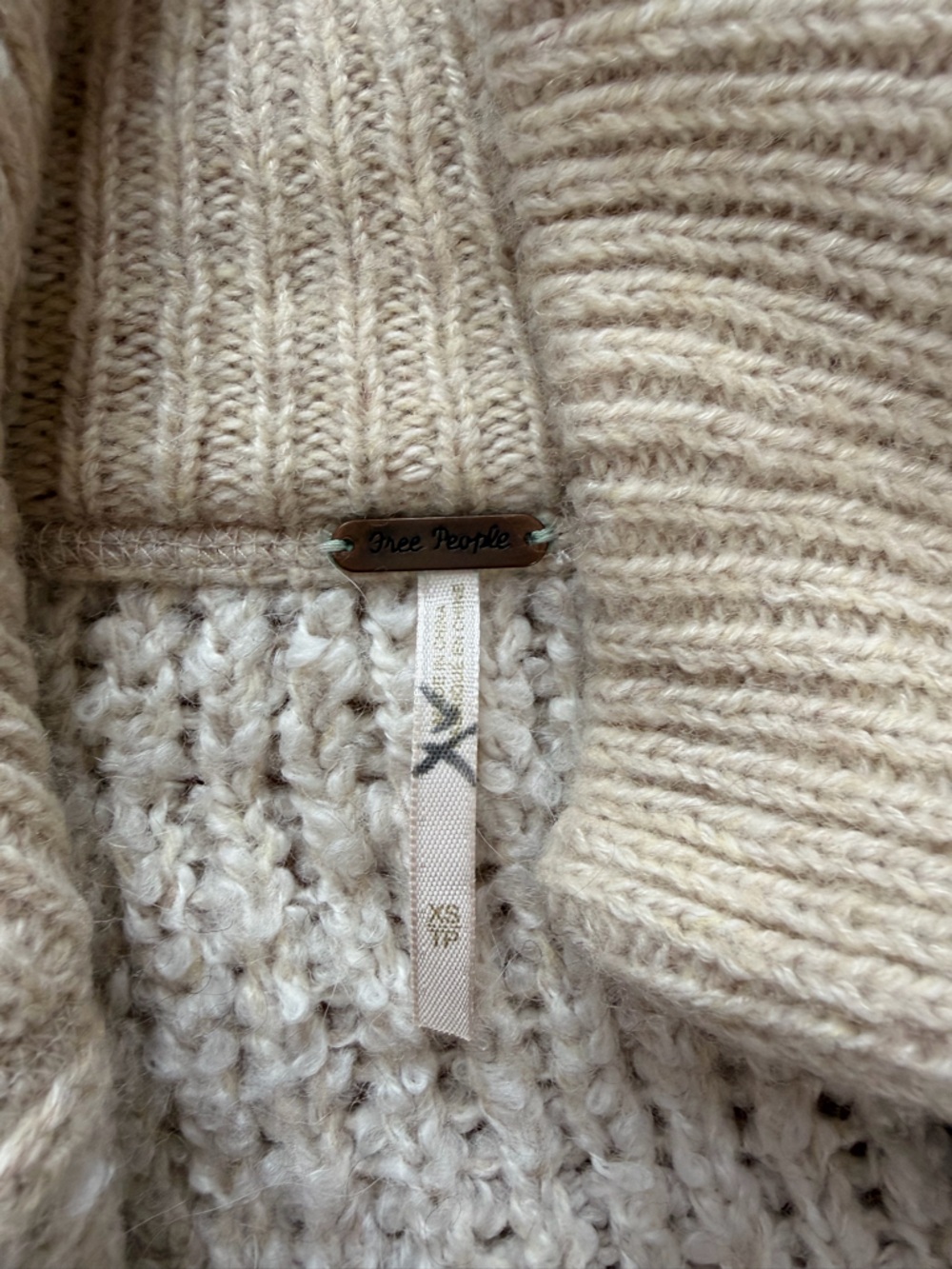 Free People Cream Textured Zip Cardigan - Picture 2 of 5
